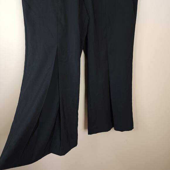 ecru Split Hem Wide Flare Leg Cropped Palazzo Pants in Black Size 4 - Picture 4 of 11